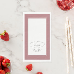Serviette En Papier Mariage Élégant Cœurs Rose Poussiéreux Amour Étern