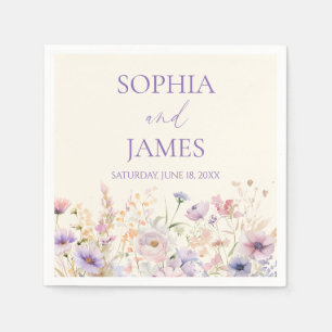 Serviette En Papier Mariage Élégant dans une Prairie de Fleurs Sauvage