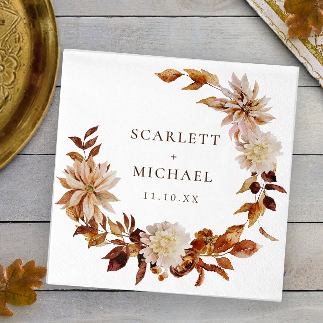 Serviette En Papier Mariage Élégant d'Automne (Fall Botanical Elegant Wedding Napkins by Painted Paperie
)