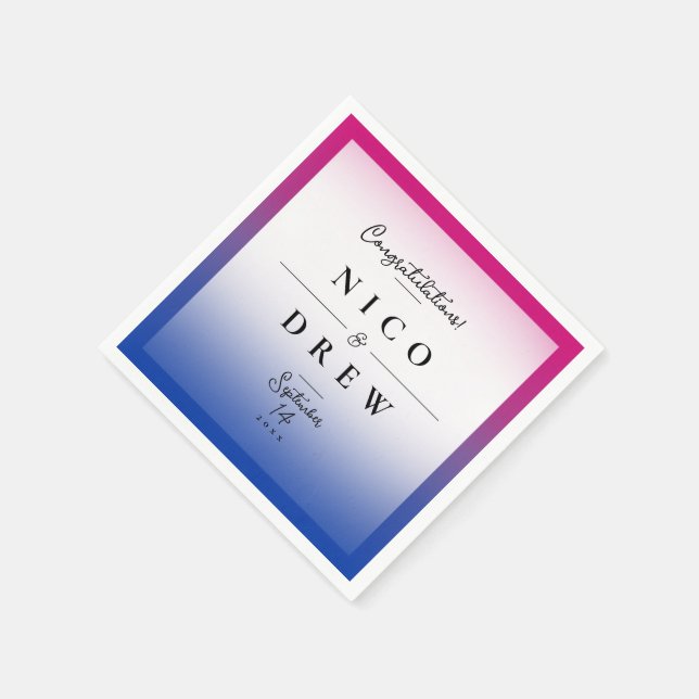 Serviette En Papier Mariage élégant de fierté bisexuelle  (Coin)