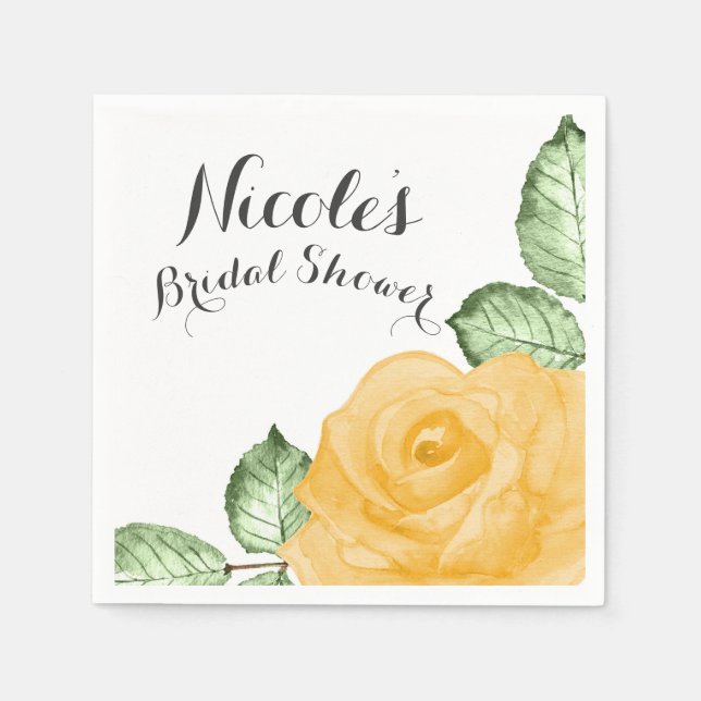 Serviette En Papier Mariage élégant de la Fête des mariées Rose Jaune (Devant)