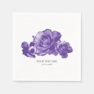 Serviette En Papier Mariage élégant de roses vintage aquarelle violett