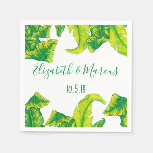 Serviette En Papier Mariage élégant des Feuilles de Tropicana