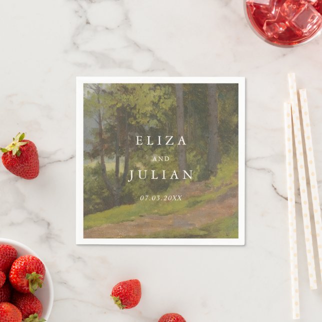 Serviette En Papier Mariage Élégant en Forêt Rustique (En situation)