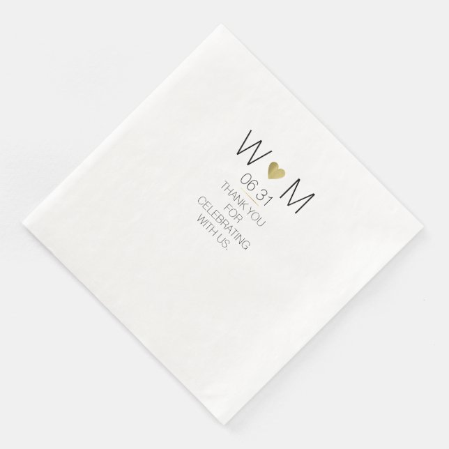 Serviette En Papier Mariage élégant et moderne (Coin)