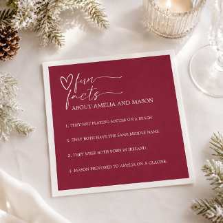 Serviette En Papier Mariage Élégant Faits Amusants Bourgogne