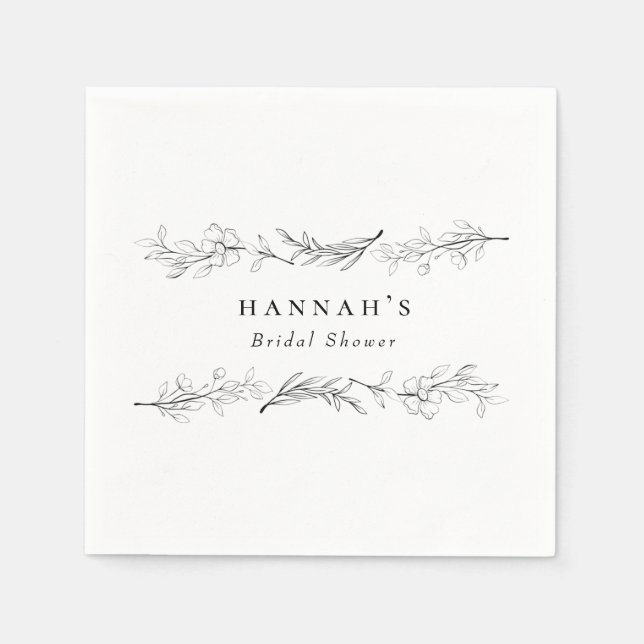 Serviette En Papier Mariage Élégant Fleurs Sauvages Floral Élégant (Devant)