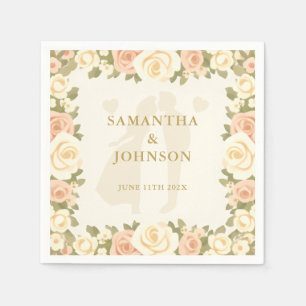 Serviette En Papier Mariage Élégant Floral Ivoire Vintage