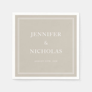 Serviette En Papier Mariage Élégant Formel Taupe