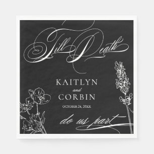 Serviette En Papier Mariage élégant gothique de fleurs sauvages