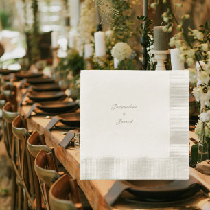 Serviette En Papier Mariage Élégant Intemporel Cocktail Éponyme