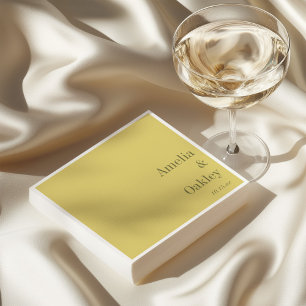 Serviette En Papier Mariage élégant jaune minimaliste d'été personnali