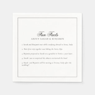 Serviette En Papier Mariage Élégant Minimaliste Faits Amusants Noir & 
