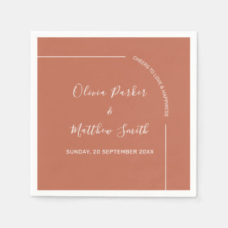 Serviette En Papier Mariage Élégant Minimaliste Terracotta