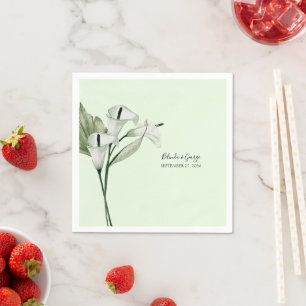 Serviette En Papier Mariage Élégant Moderne aux Lys Calla Blancs