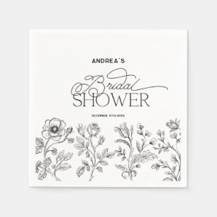 Serviette En Papier Mariage Élégant Moderne Floral Dessiné à la Main p