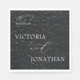 Serviette En Papier Mariage Élégant Moderne Noir Et Blanc