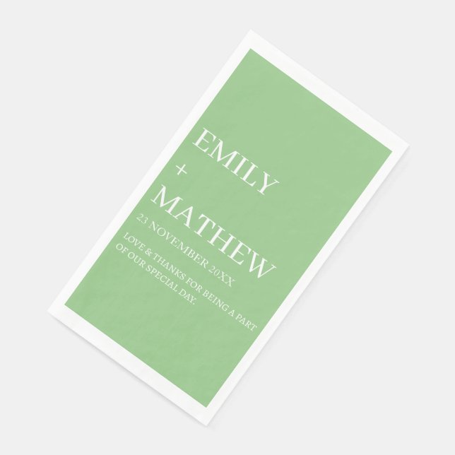 SERVIETTE EN PAPIER MARIAGE ÉLÉGANT MODERNE PERSONNALISÉ CLASSIQUE DE  (Coin)