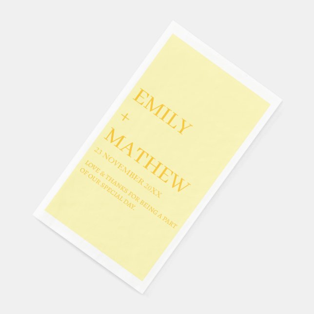 SERVIETTE EN PAPIER MARIAGE ÉLÉGANT MODERNE PERSONNALISÉ CLASSIQUE DE  (Coin)