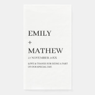 SERVIETTE EN PAPIER MARIAGE ÉLÉGANT MODERNE PERSONNALISÉ CLASSIQUE STY