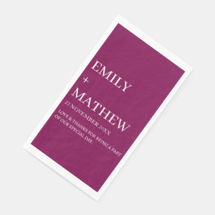 SERVIETTE EN PAPIER MARIAGE ÉLÉGANT MODERNE PERSONNALISÉ CLASSIQUE STY