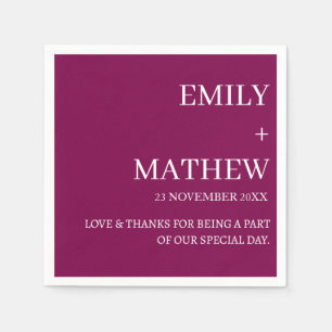 SERVIETTE EN PAPIER MARIAGE ÉLÉGANT MODERNE PERSONNALISÉ CLASSIQUE STY