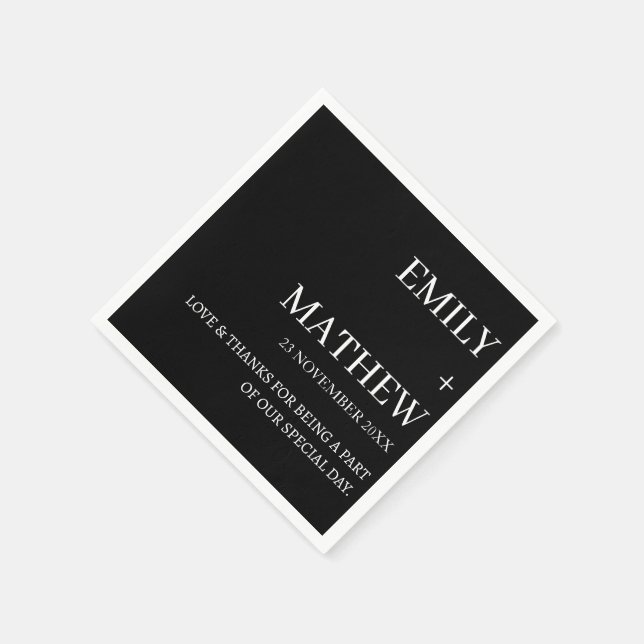 SERVIETTE EN PAPIER MARIAGE ÉLÉGANT MODERNE PERSONNALISÉ CLASSIQUE STY (Coin)