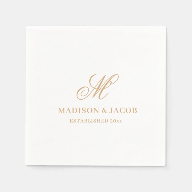 Serviette En Papier Mariage élégant monogramme  (Devant)