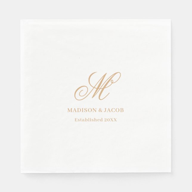 Serviette En Papier Mariage élégant monogramme  (Devant)