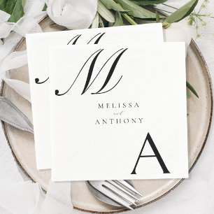Serviette En Papier Mariage Élégant Monogramme Moderne Minimaliste