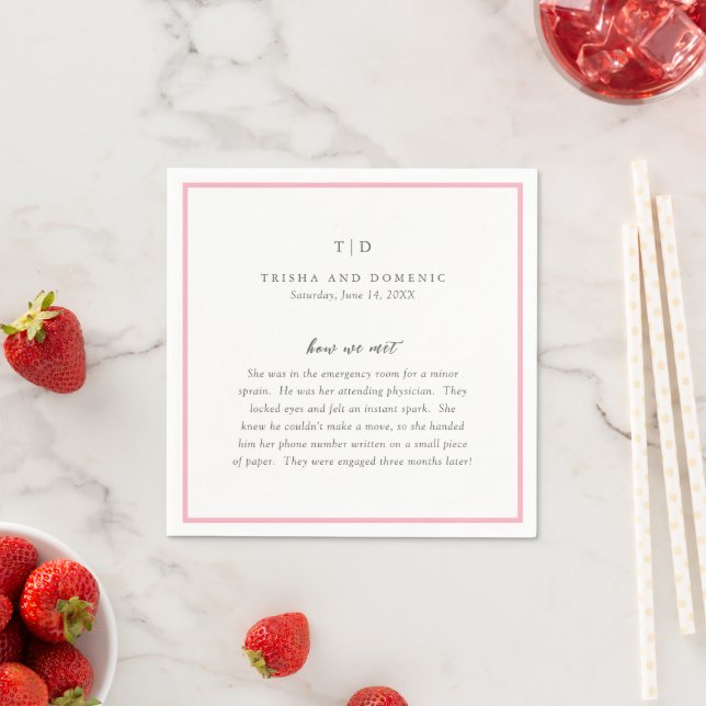 Serviette En Papier Mariage Élégant Monogramme Moderne Rose (En situation)