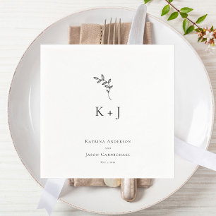 Serviette En Papier Mariage élégant Monogramme simple