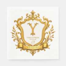 Mariage Élégant Monogramme Vintage Couronne Or