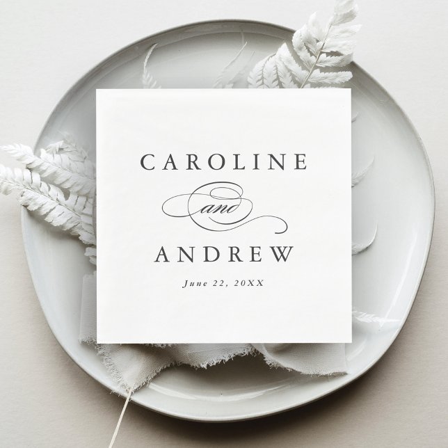 Serviette En Papier Mariage élégant noir et blanc (Créateur téléchargé)