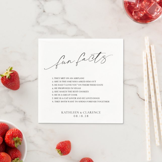 Serviette En Papier Mariage Élégant Noir et Blanc Classique (En situation)