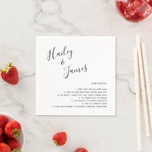 Serviette En Papier Mariage Élégant Noir et Blanc Moderne