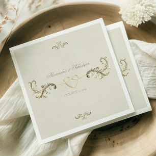 Serviette En Papier Mariage Élégant Or Baroque Vintage