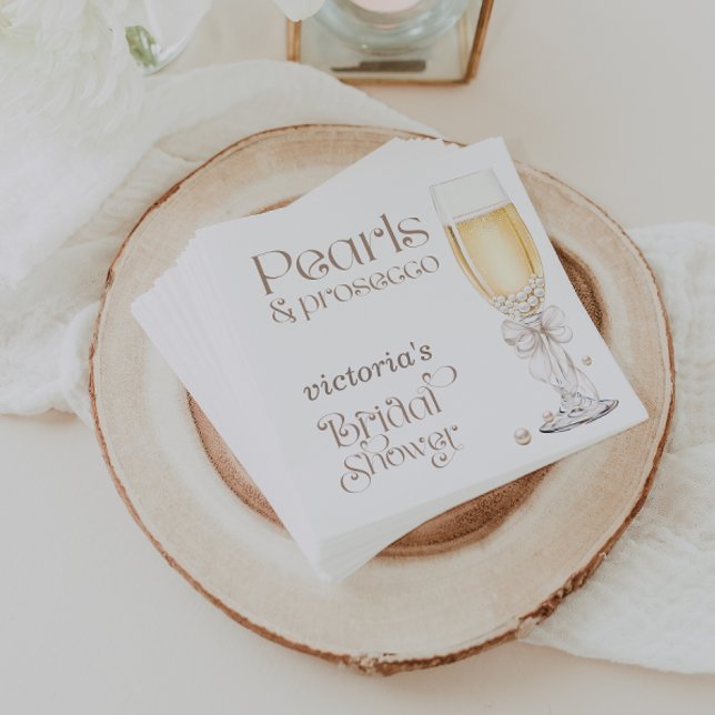 Serviette En Papier Mariage élégant perles & prosecco (Créateur téléchargé)
