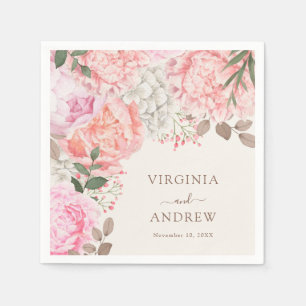 Serviette En Papier Mariage Élégant Pivoine