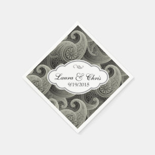 Serviette En Papier Mariage élégant Platinum Paisley Personnalisé