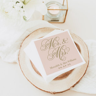 Serviette En Papier Mariage Élégant Rose Gold Monsieur et Madame