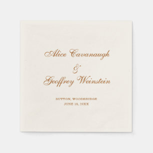 Serviette En Papier Mariage Élégant Simple Cuivre et Ivoire