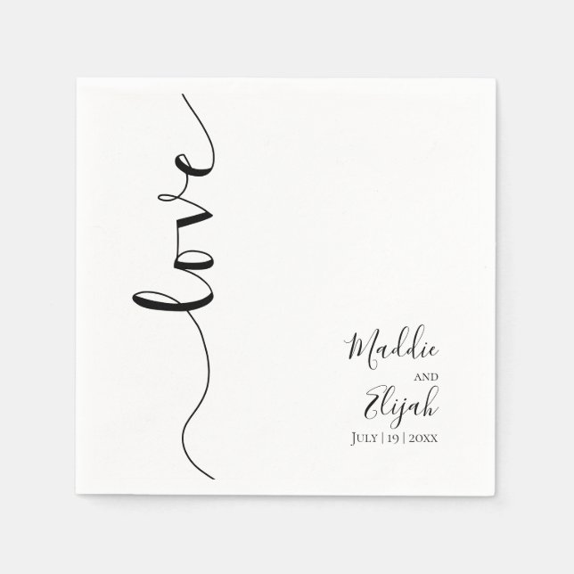 Serviette En Papier Mariage, Élégant, Simple, Typographie, Script, (Devant)
