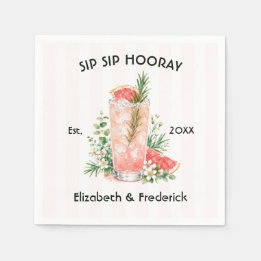 Serviette En Papier Mariage Élégant Sip Sip Hooray Cocktail Pamplemous