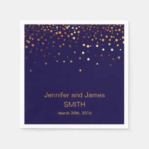 Serviette En Papier Mariage élégant Table Bleu Gold Parties scintillan