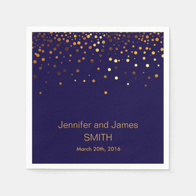 Serviette En Papier Mariage élégant Table Bleu Gold Parties scintillan (Devant)