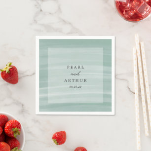 Serviette En Papier Mariage Élégant Vert Assourdi Chic Côté Mer