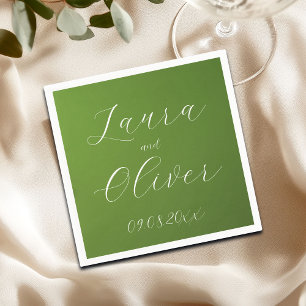 Serviette En Papier Mariage Élégant Vert Mousse