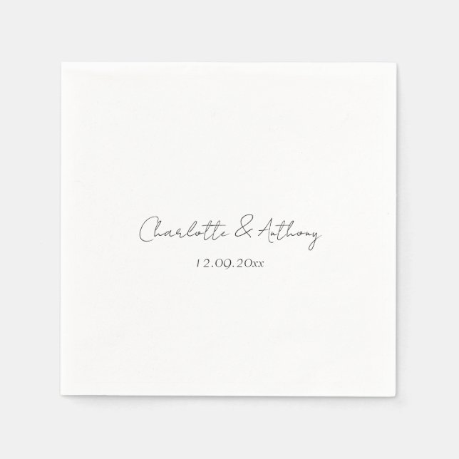 Serviette En Papier Mariage Élégante calligraphie Créative Noir Blanc (Devant)
