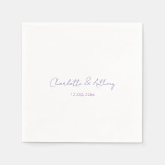 Serviette En Papier Mariage Élégante calligraphie Noms et date créatif